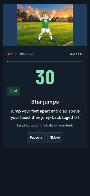 Real in-game training with a timer and step-by-step drill instructions